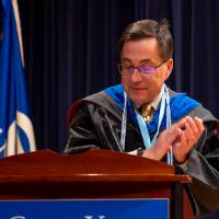 Ed Aboufadel applauding the awardees